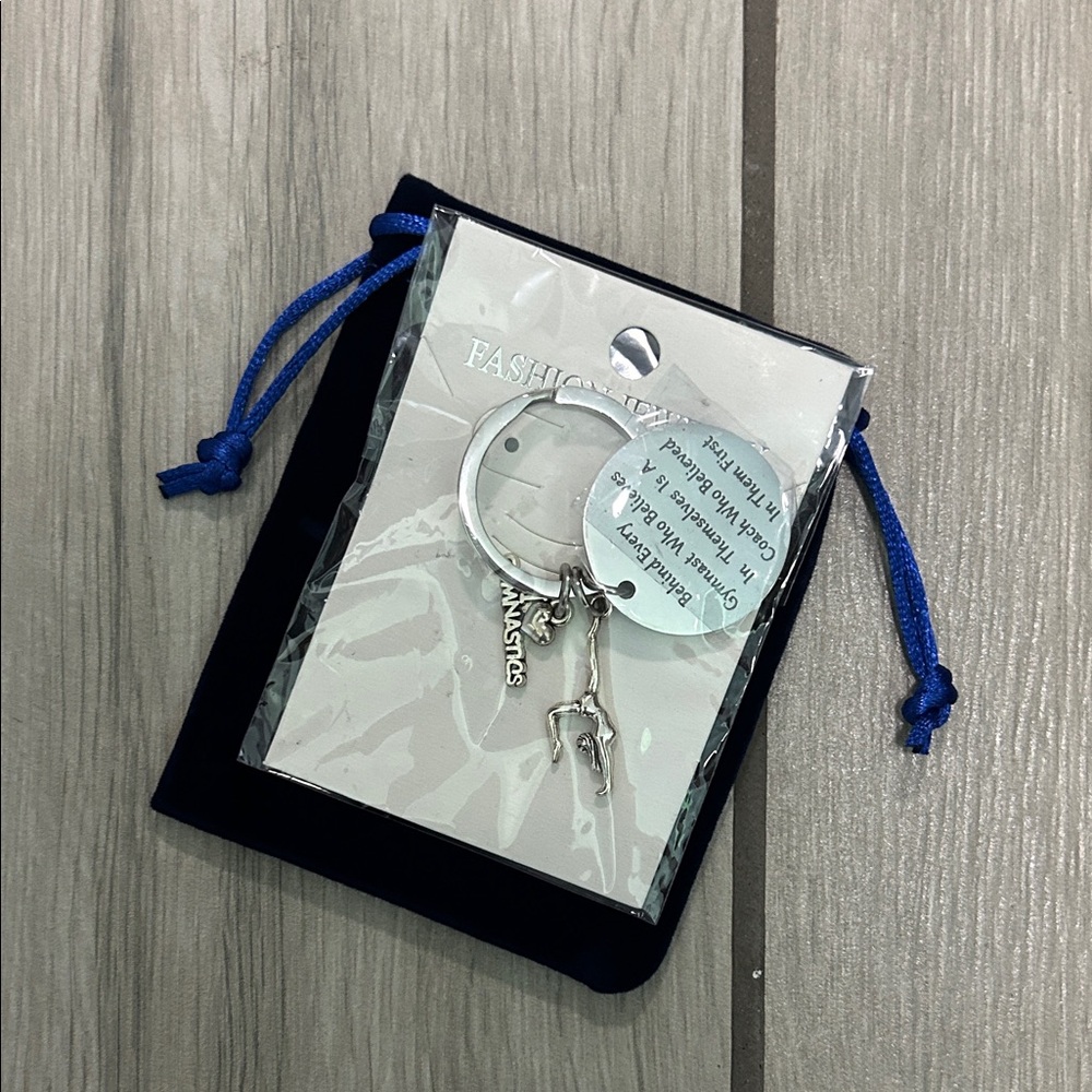 Gymnastics coach Silver Keychain with Charms